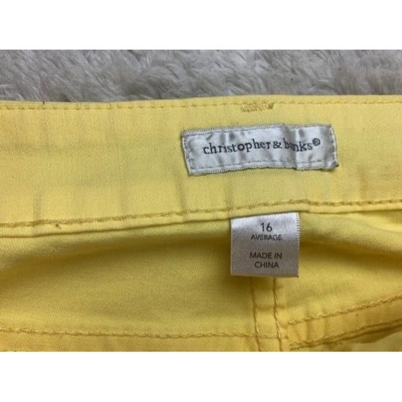 Christopher & Banks Size 16 Womens Capri Jeans Yellow Stretch - Picture 3 of 4
